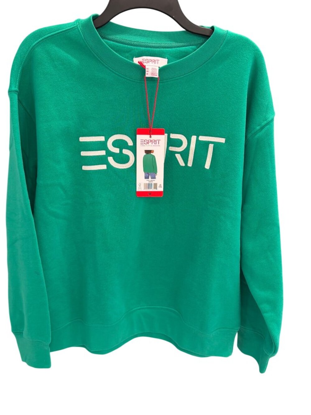 Esprit Green Medium Womens Green Logo Crewneck Sweatshirt Viral Trending!